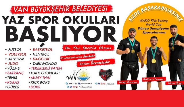 Van Büyükşehir Belediyesi'nden Çocuk ve Gençlere Ücretsiz Yaz Spor Okulları