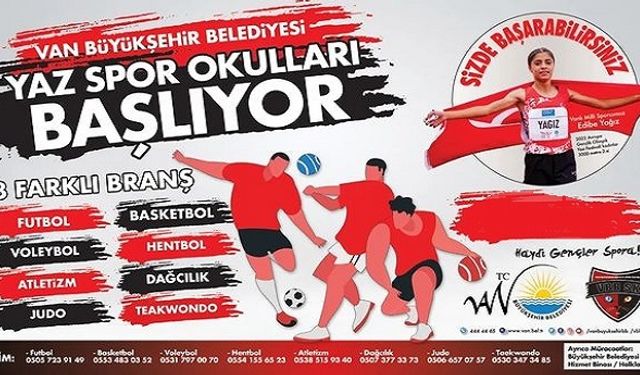 Van Büyükşehir'in 8 Branşta Ücretsiz Yaz Spor Okulu Kursları Başlıyor!