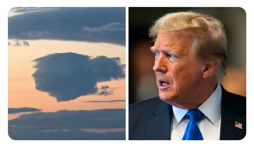 Van'da gökyüzünde Trump silüeti