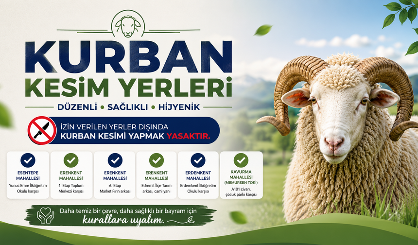 Edremit’te Kurban Kesim Yerleri Belli Oldu