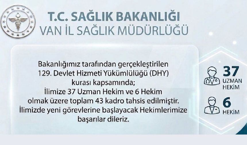 Van'a 43 Doktor Atandı
