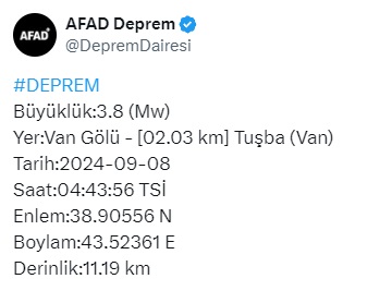 Van Son Dakika Deprem 2