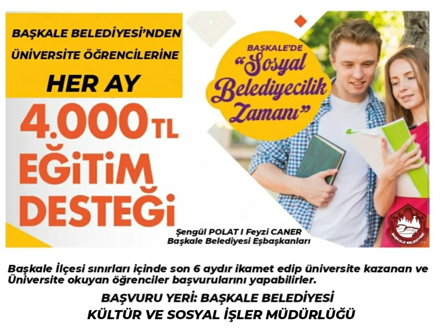 Van Başkale Ilçe Belediyesi Burs Yardımı