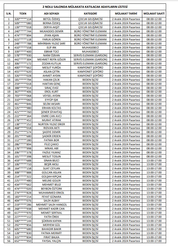 Van Büyükşehir Mülakat Duyurusu 11