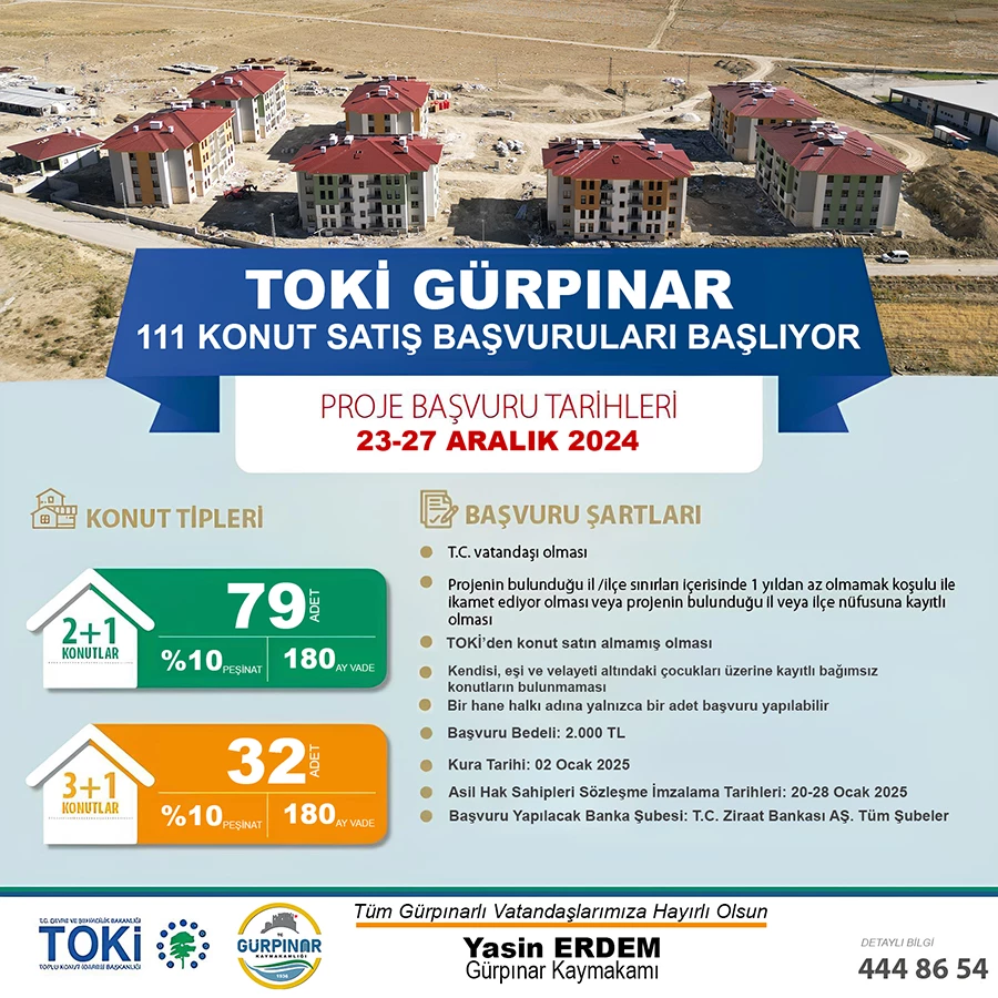 Van Toki Güpınar Ilçe Konut Satışı Başvuru Başladı 1