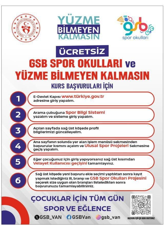 Van Yüzme Kursu Gençlik Spor Kayıt Başvuru Kayıt Nasıl Yapılır