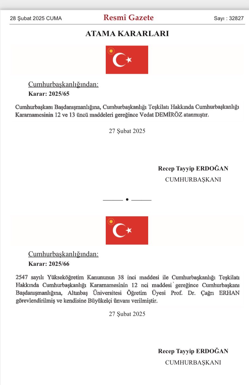 Son Dakika Sondakika Resmi Gazete Yeni Atama Görevden Alma Kakarları (2)