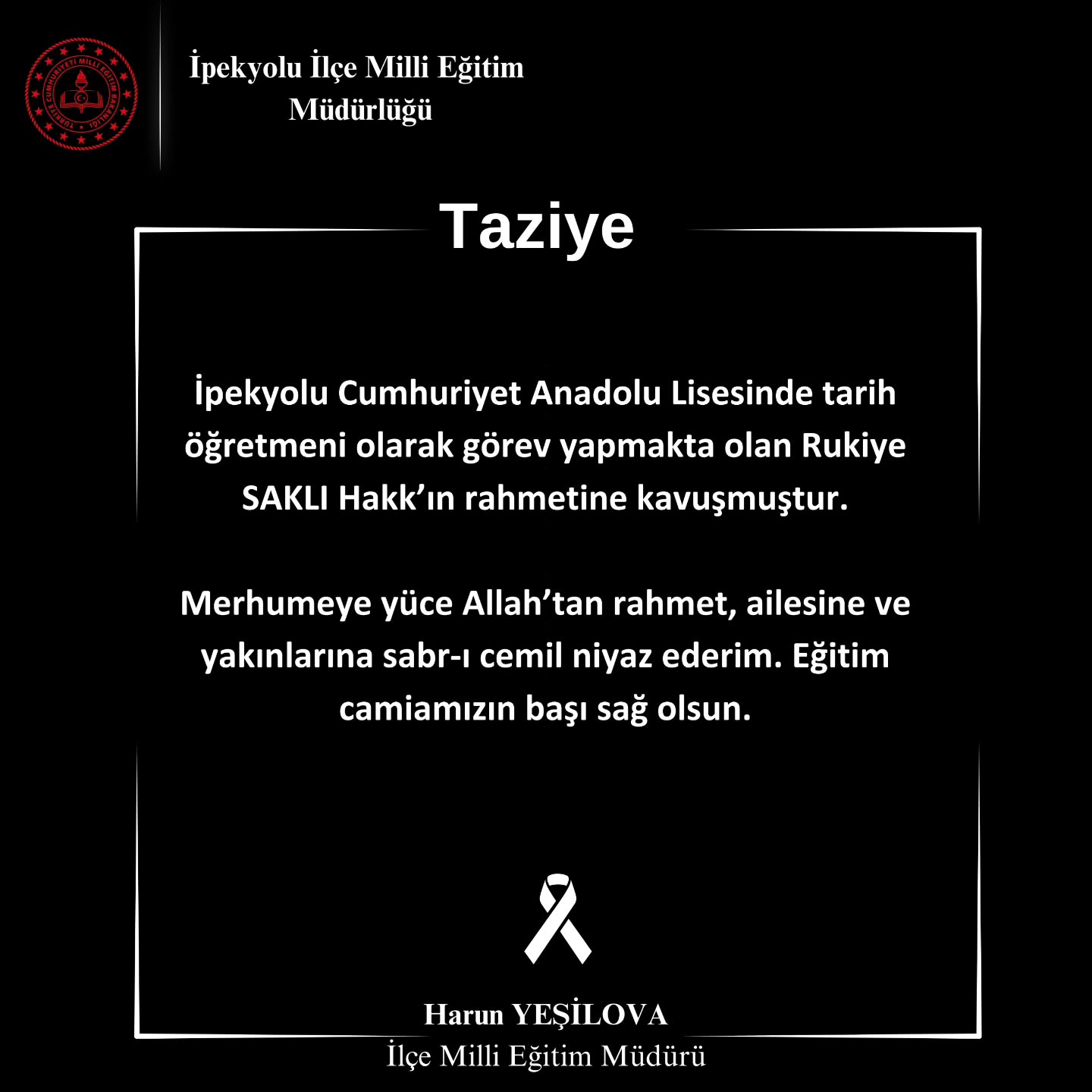 Van Vefat Taziye Vanlı Öğretmen