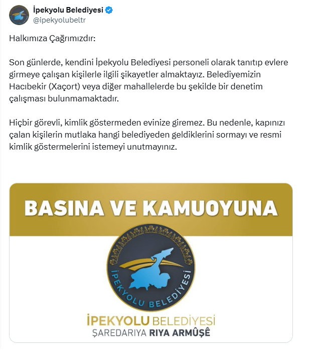 Van Ipekyolu Belediyesi Duyuru