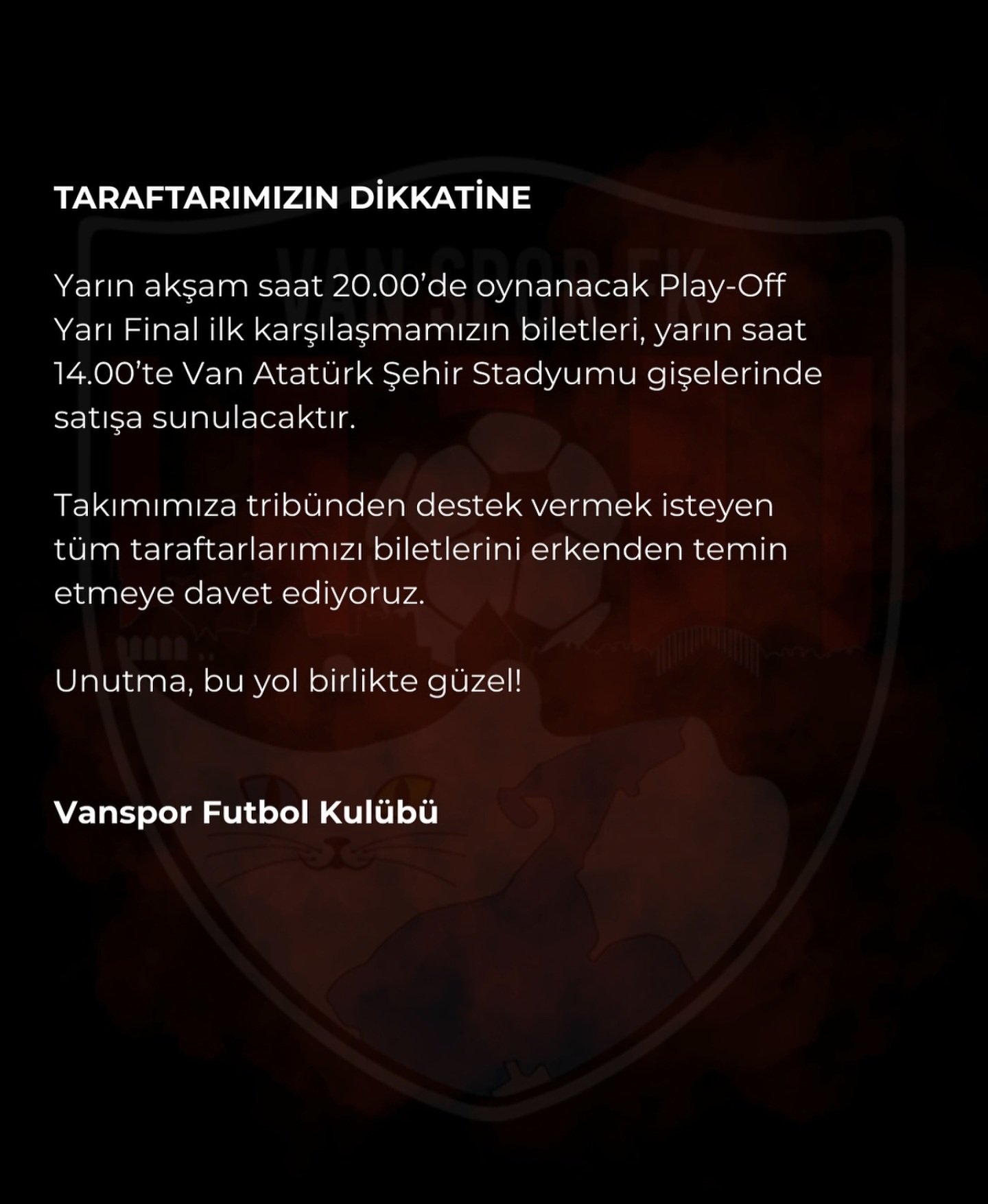 Vanspor Elazığspor Maç Bilet Satışı