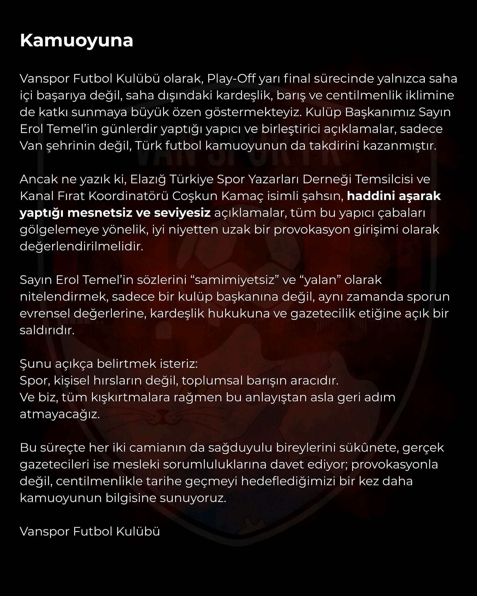 Vanspor Yanıt