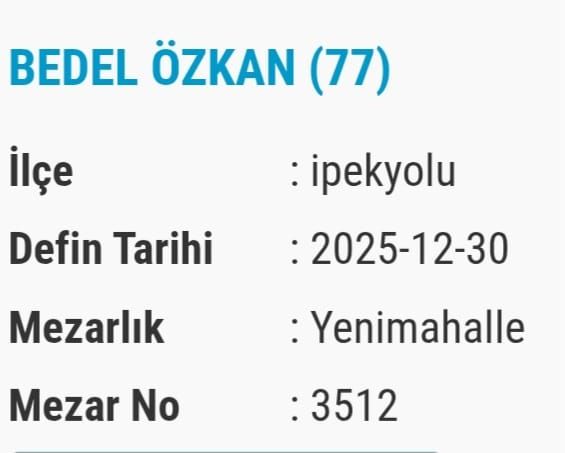 Van Taziye Bugüne Vefat Edenler Isim Listesi 7