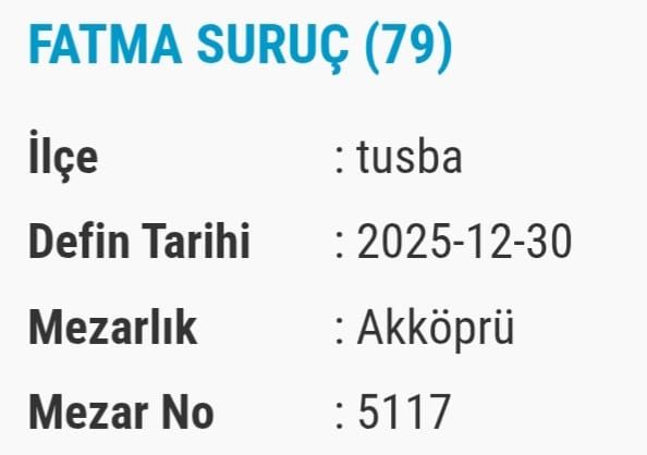 Van Taziye Bugüne Vefat Edenler Isim Listesi 9