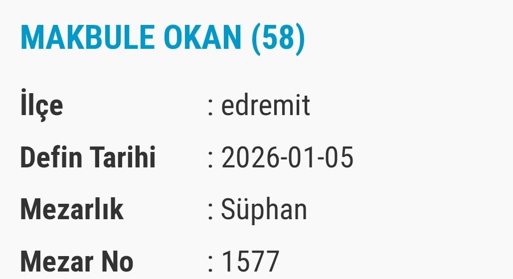 Van Bugün Vefat Edenler Taziye Isim Listesi (1)