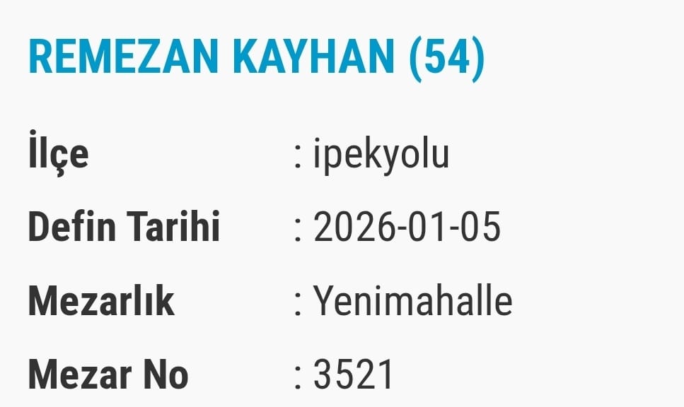 Van Bugün Vefat Edenler Taziye Isim Listesi (7)