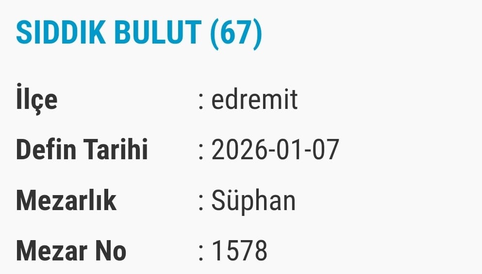 Van Bugün Vefat Edenlerin Isim Listesi (4)
