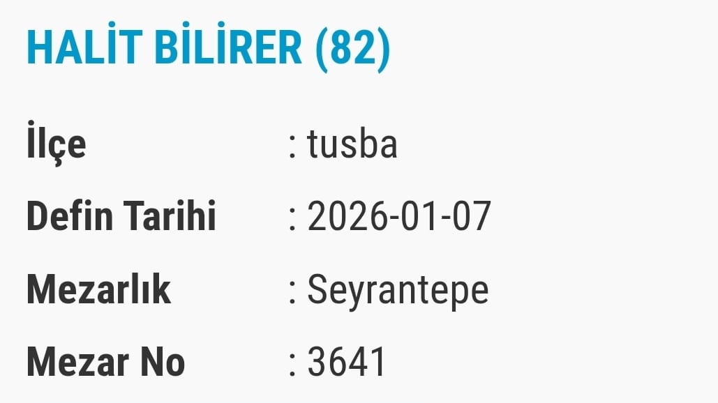 Van Bugün Vefat Edenlerin Isim Listesi (5)