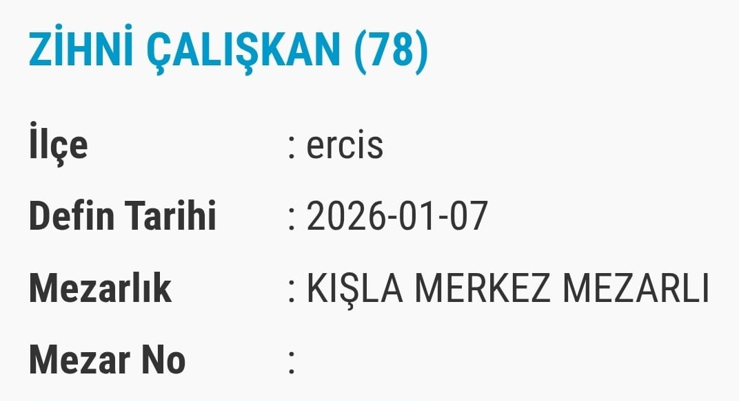 Van Bugün Vefat Edenlerin Isim Listesi (7)