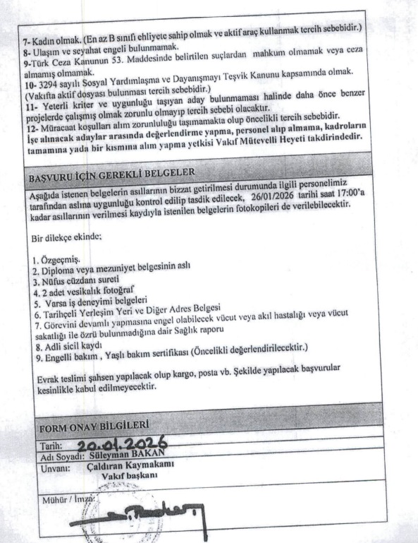 Van Ilçe Sydv Sosyal Yardımlaşma Vakfı Personel Işçil Alimi 2