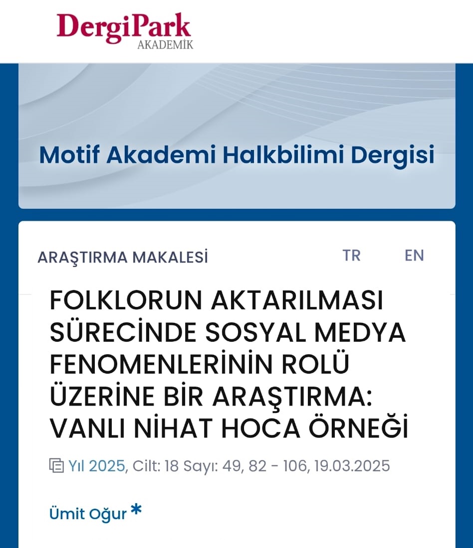 Vanlı Nihat Hoca Kimdir Makale