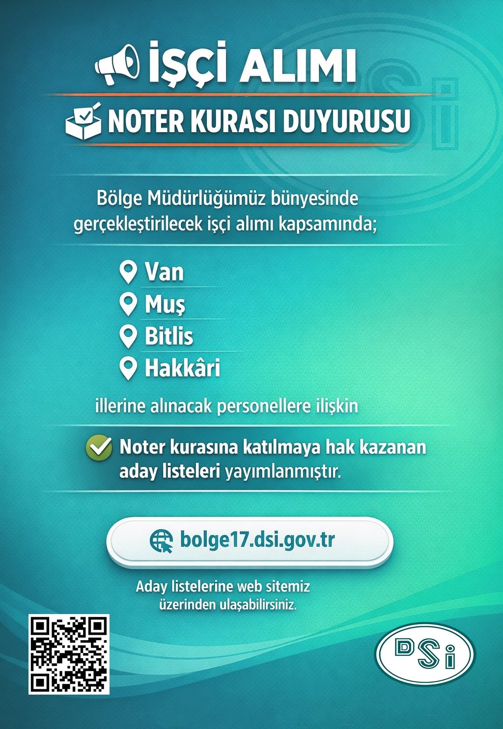Dsi Işçi Alimi Noter Kurası Ilanı Duyurusu