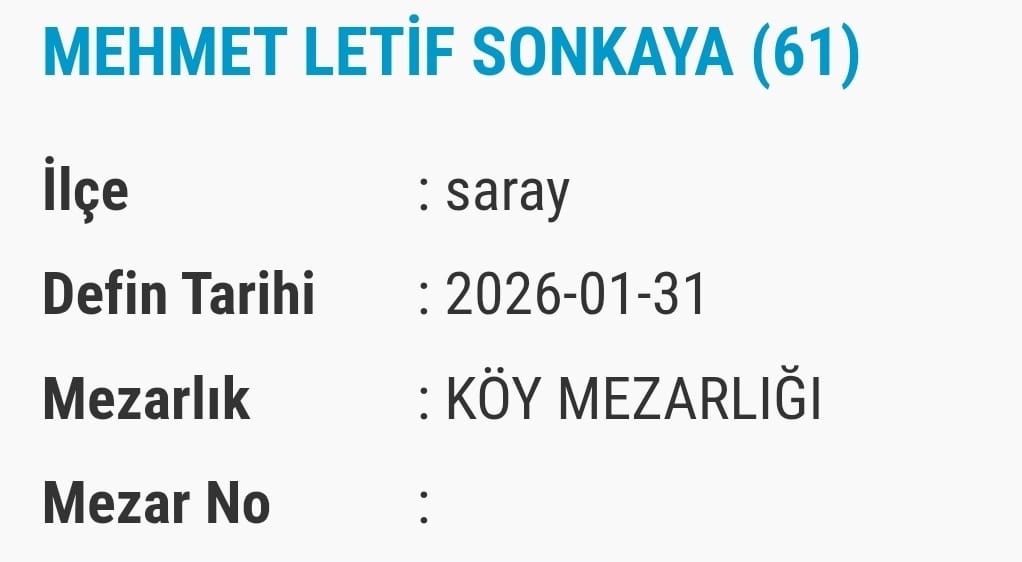 Van Bugün Vefat Eden Edenler Isim Listesi (3)