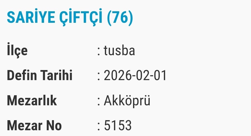 Van Bugün Vefat Eden Edenler Isim Listesi (7)