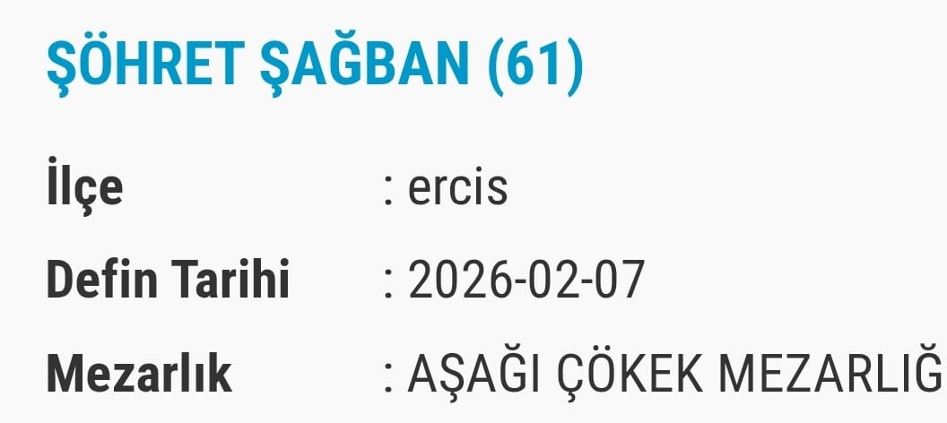 Van Bugün Vefat Taziyeler Isim Listesi (10)