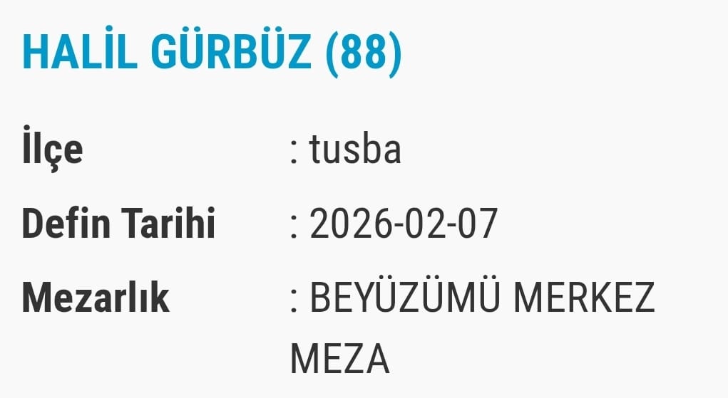 Van Bugün Vefat Taziyeler Isim Listesi (12)