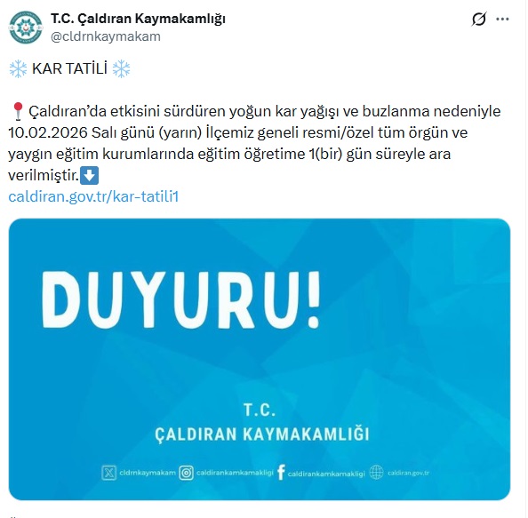 Van Son Dakika Kar Tatili Haberi 3-1