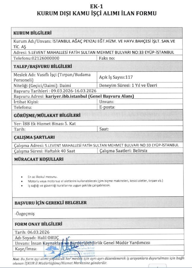 Istanbul Büyükşehir Belediyesi Işçi Alimi 117