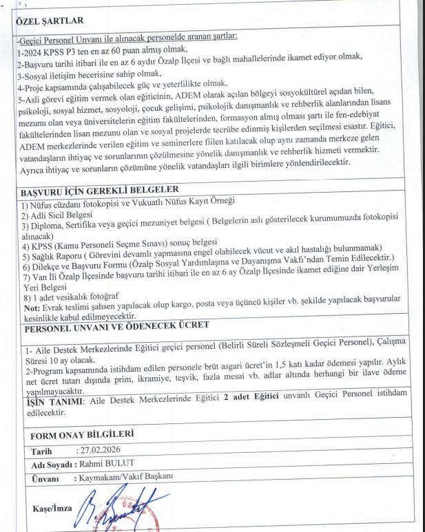 Van Ilçe Kaymakamlığı Sydv Işçi Alimi 4
