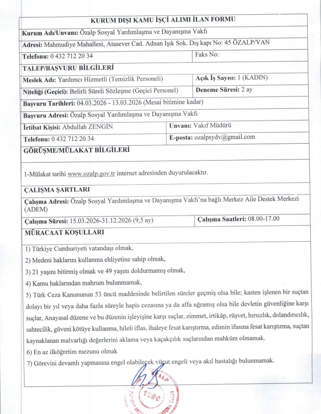 Van Ilçe Kaymakamlığı Sydv Işçi Alimi 5