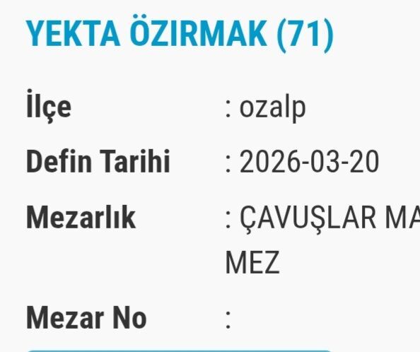 Van Vefat Ve Taziye Bugün Vefat Edenler Isim Listesi (9)