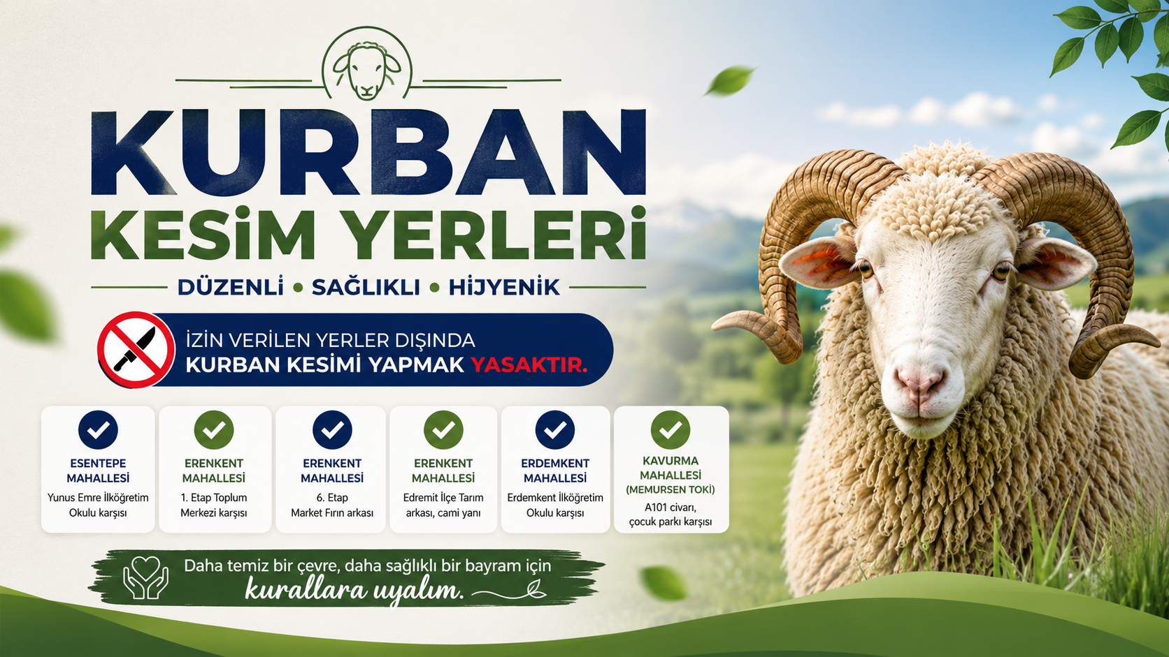 Edremit’te Kurban Kesim Yerleri Belli Oldu!