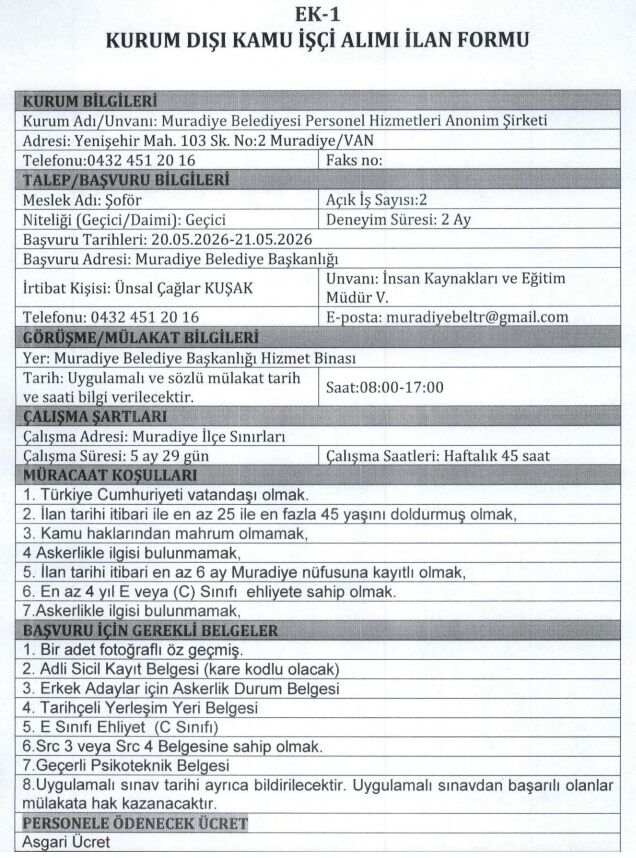 Van Muradiye Belediyesi Işçi Alimi 5