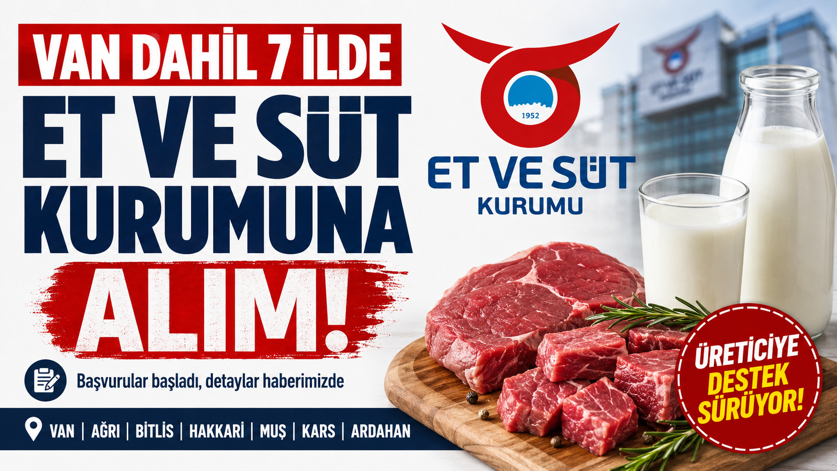 Van Dahil 7 İlde Et ve Süt Kurumuna Alım