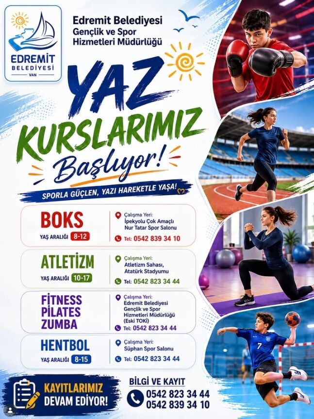 Van Edremit Ilçe Belediyesi Ücretsiz Yaz Kursları Başlıyor