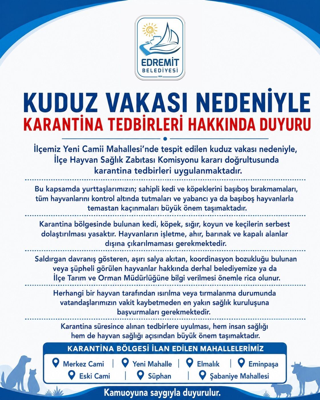 Van Son Dakika Kuduz Vakası Hangi Mahalleler Karantina Altında