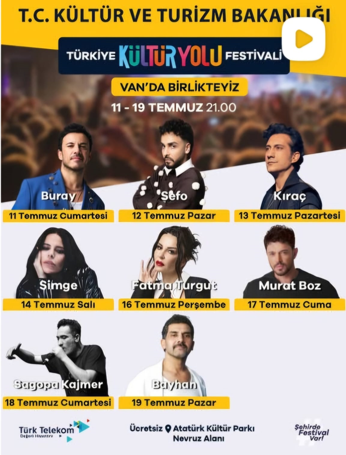 Kültür Yolu Fetivali Konser Programı